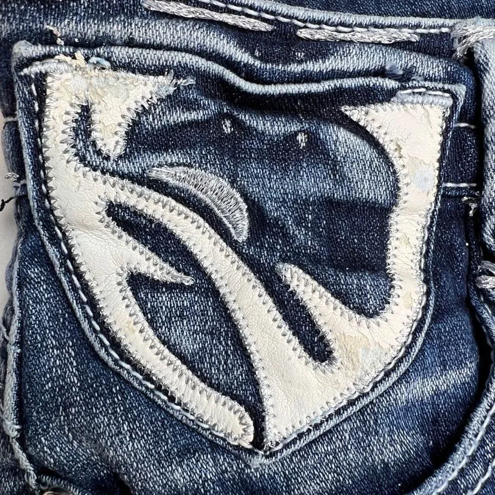 V.O. Jeans | Blue Embellished-Pocket Jeans - Women 30 Boot Cut Low Rise Y2K